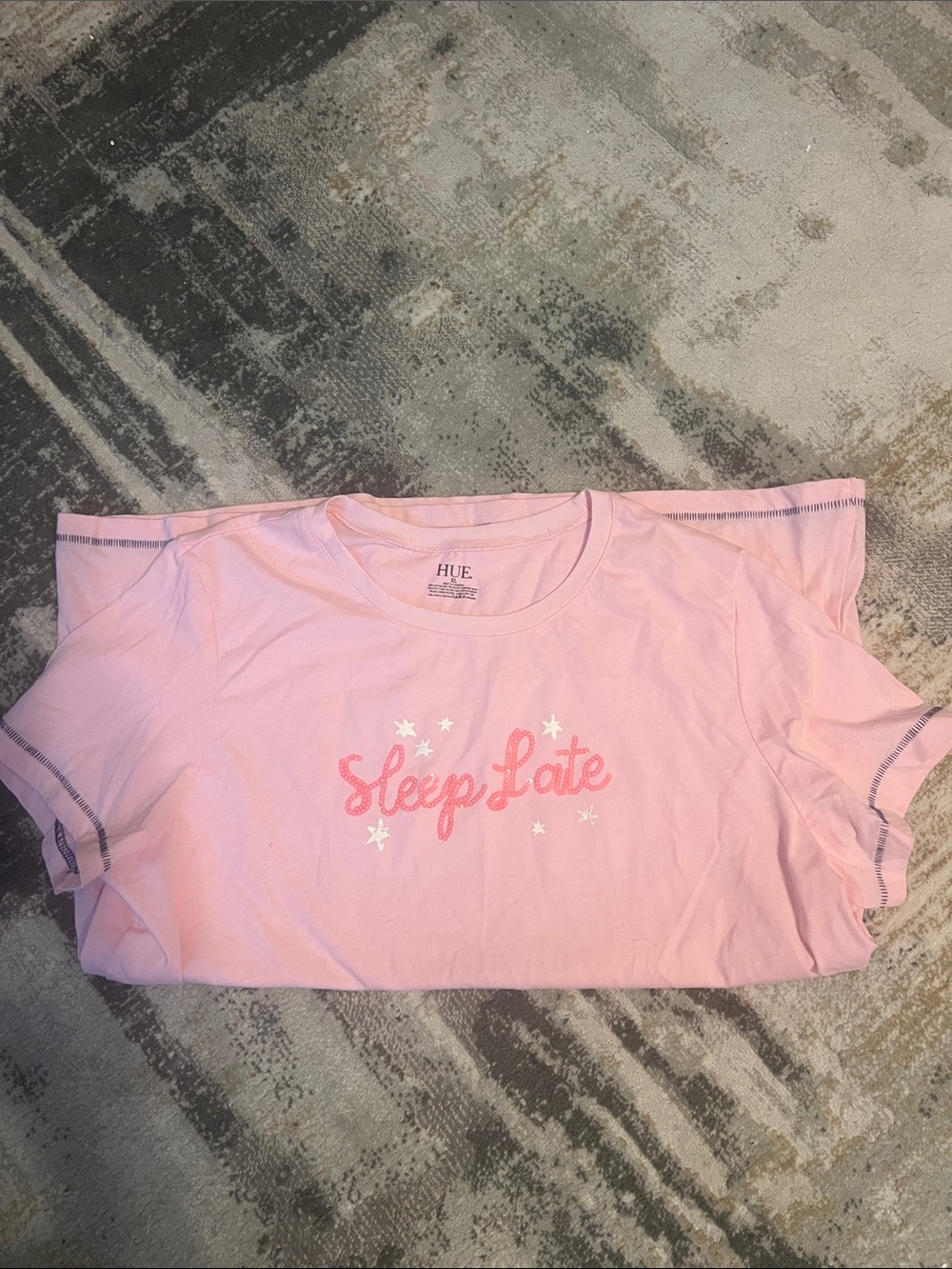 HUE Pink 'Sleep Late' Short Sleeve Sleep Tee